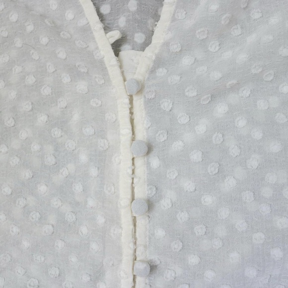 White sheer swiss dot peasant blouse - Picture 7 of 8